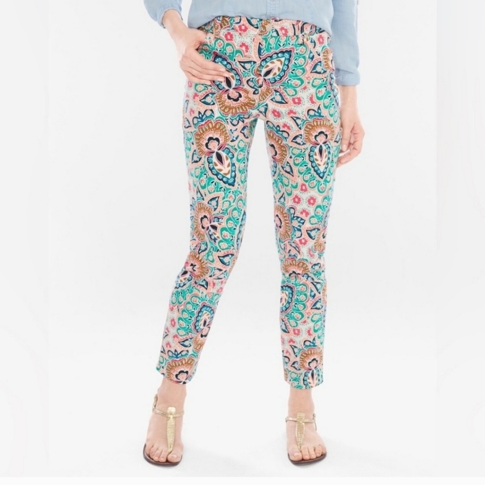 Chicos Colorful Paisley Pattern So Slimming Girlfriend Jeans Women's Size 3 - XL